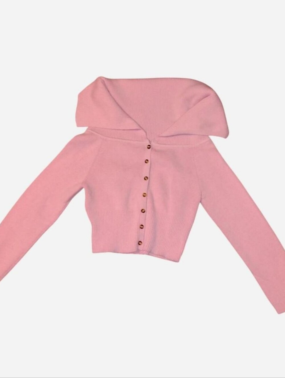 Savage Love Light Pink Off-the-Shoulder Fold-Over Cardigan Sweater (Size XL)